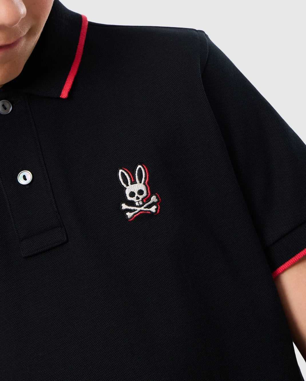 Polos Psycho Bunny Kayden Pique Polo Noir Enfant | KUP-31806729